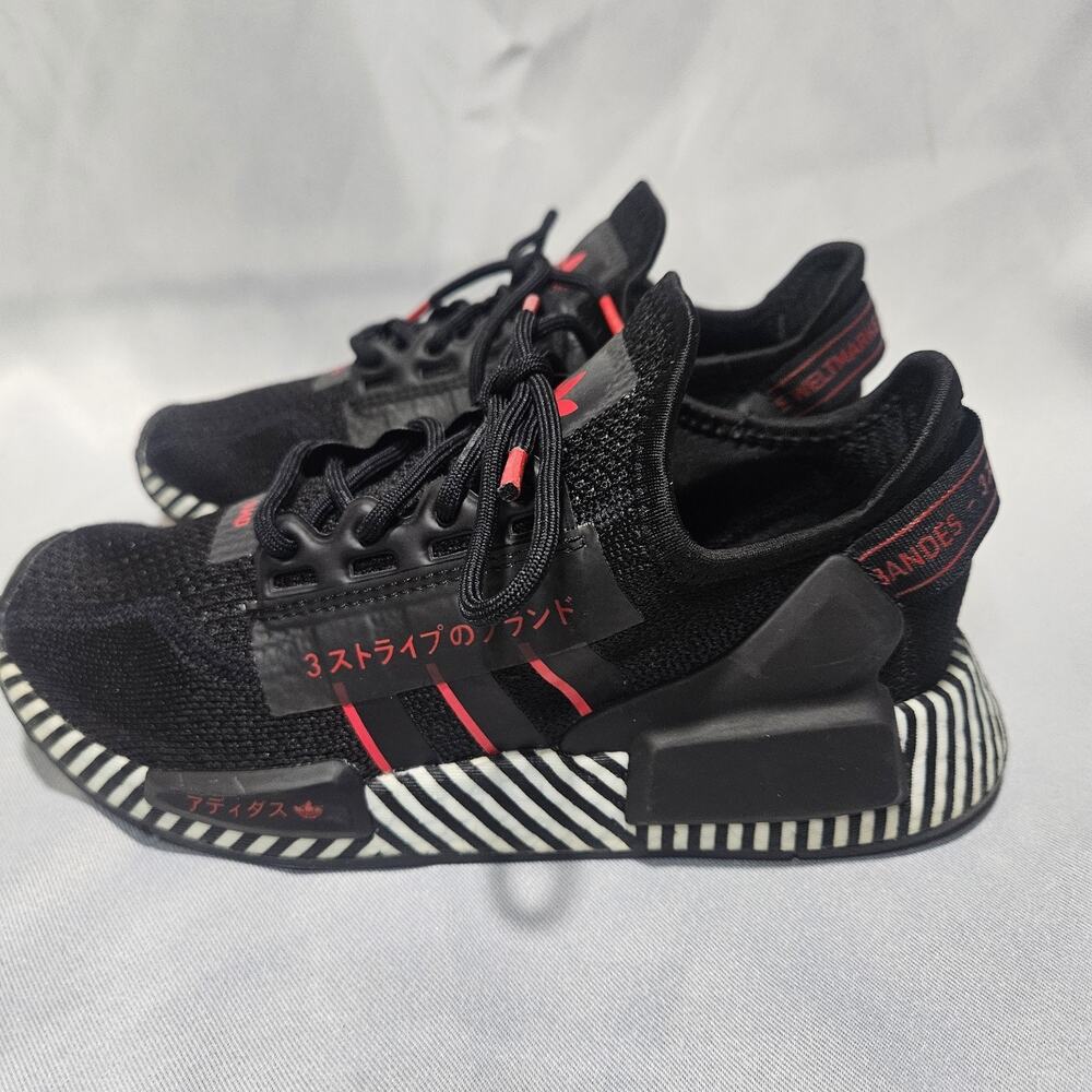 adidas NMD_R1 V2 J Dazzle Camo Black Core Black Red FY2107 Kids Youth Size 4